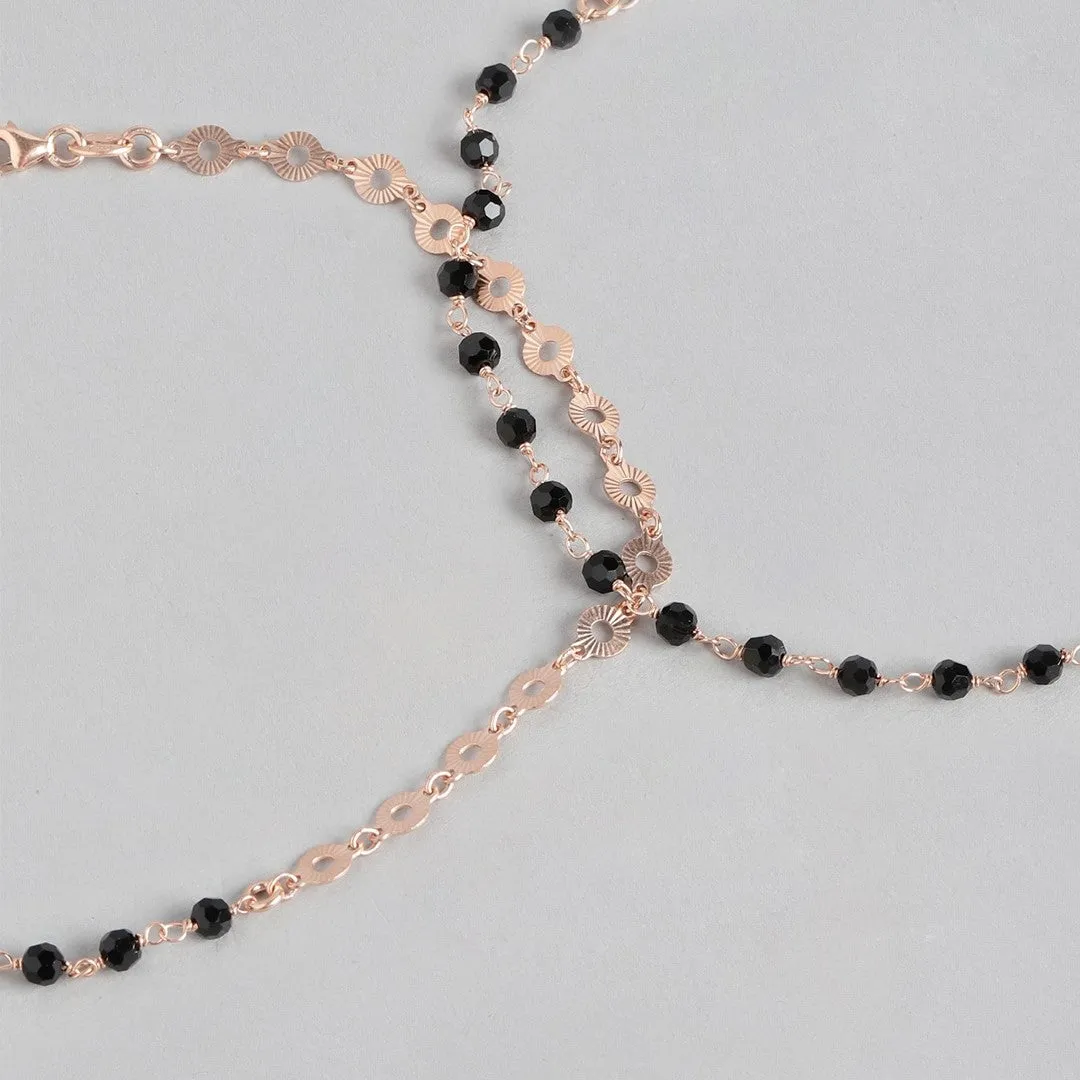 Rosegold Delight 925 Sterling Silver Beaded Chain Anklet