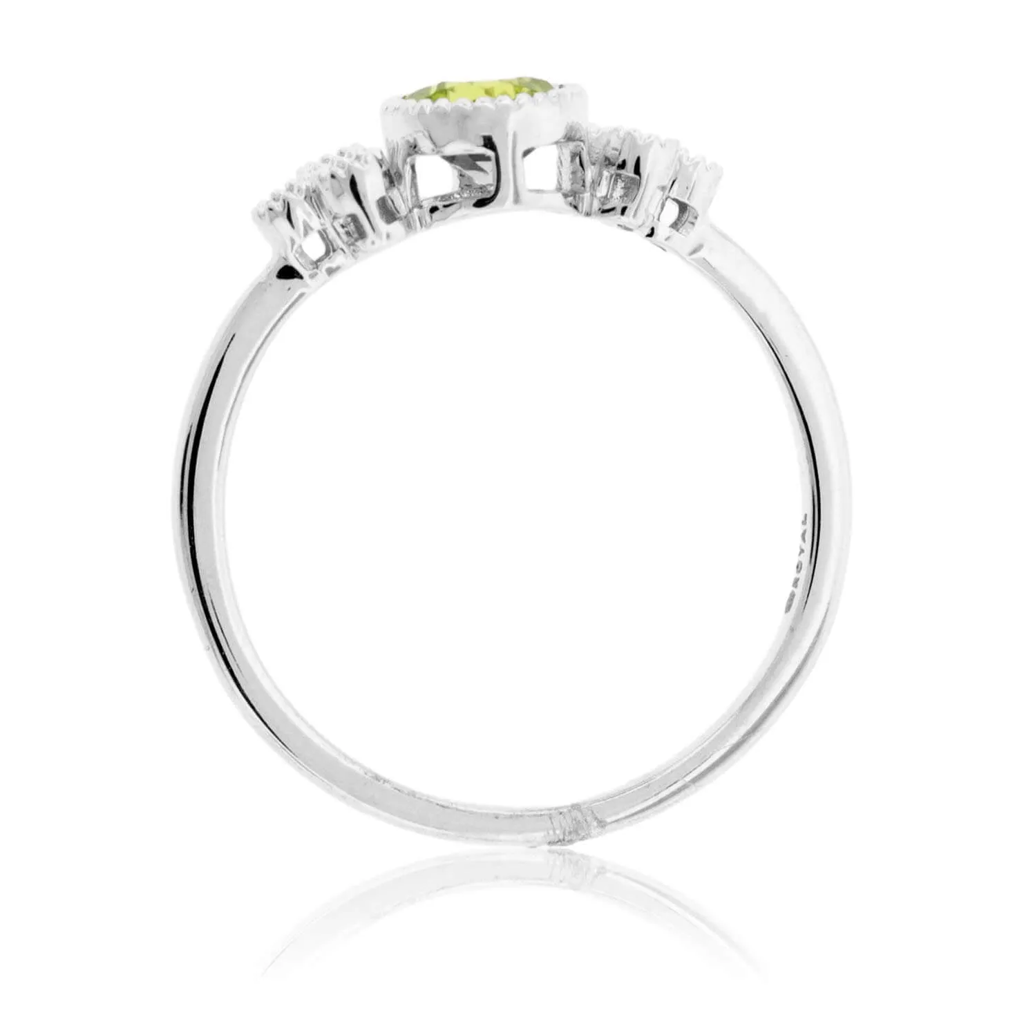 Round Peridot and Diamond Halo Ring