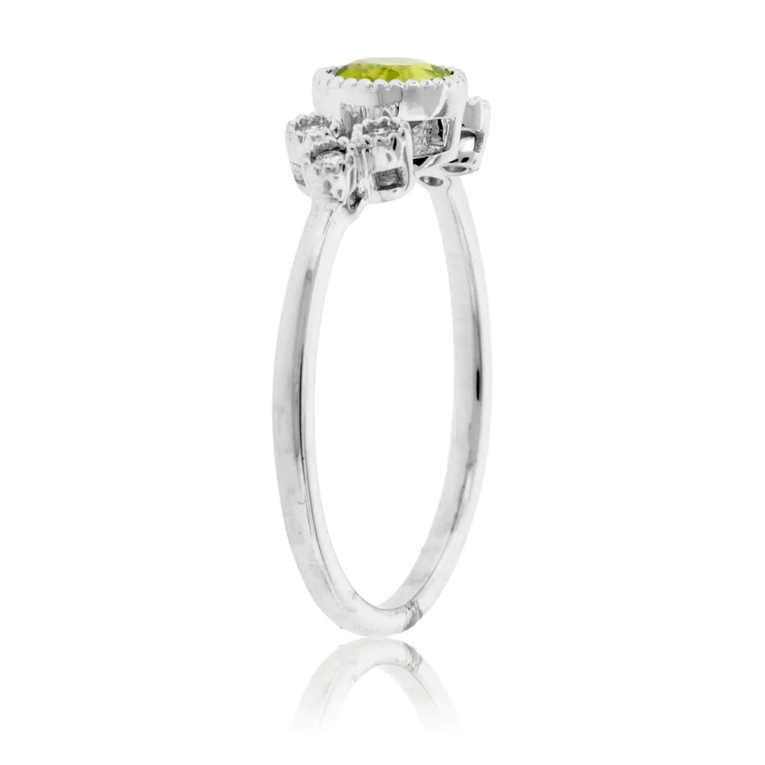 Round Peridot and Diamond Halo Ring