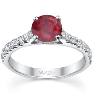 Round Ruby Engagement Ring with Diamonds