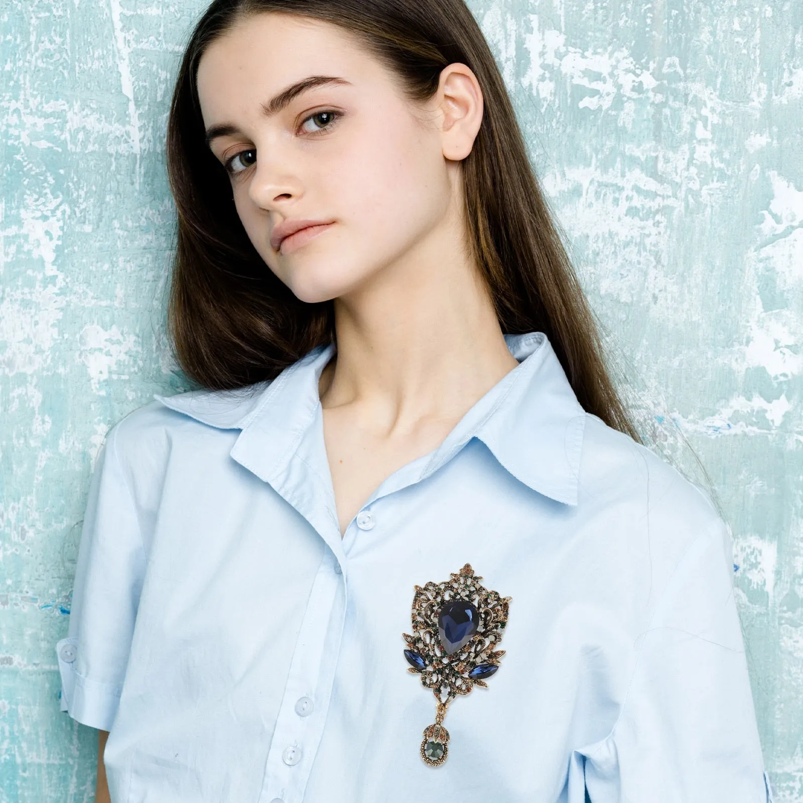 Royal Blue  Bouquey coat brooch