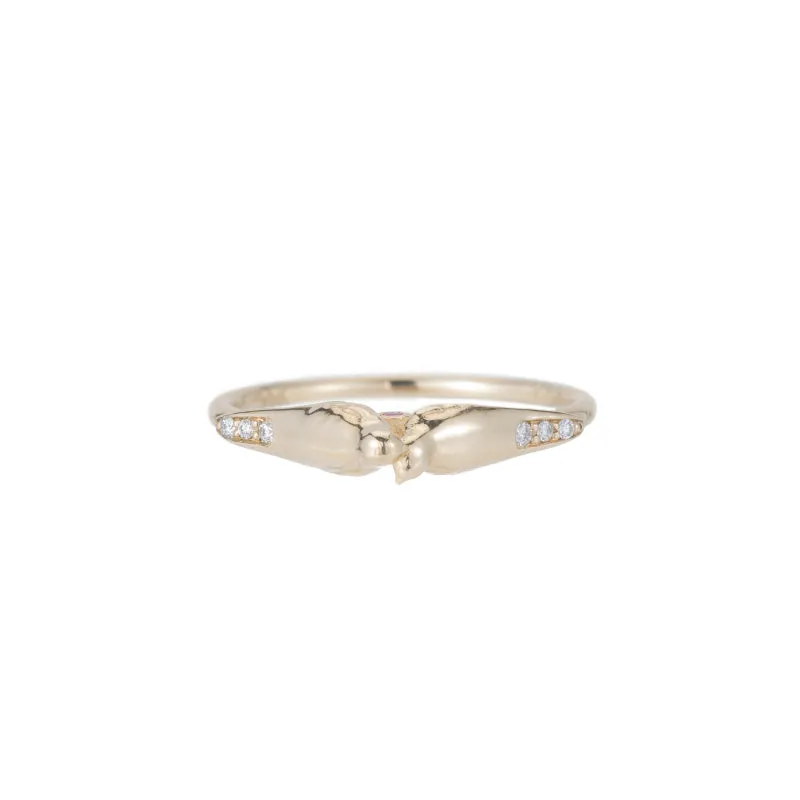 Ruby Hearts Lovebirds Ring (ready to ship option)*