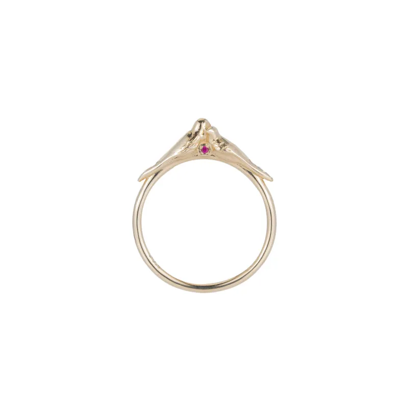 Ruby Hearts Lovebirds Ring (ready to ship option)*