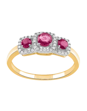 Ruby Ring - 10ct Yellow Gold Ruby & Diamond Ring - 787989