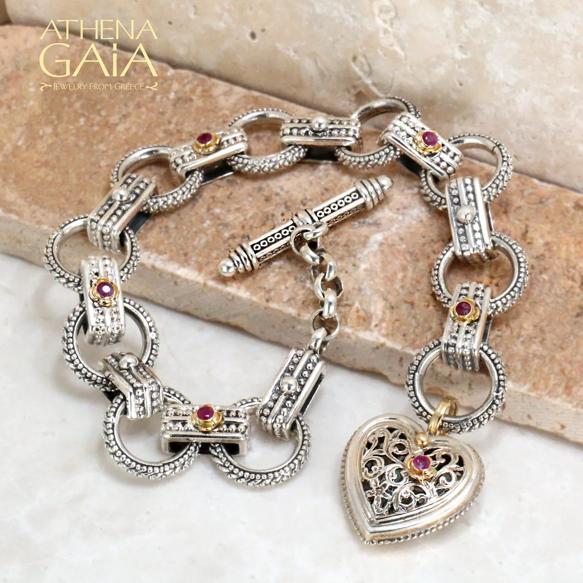 Ruby Road Heart Charm Bracelet