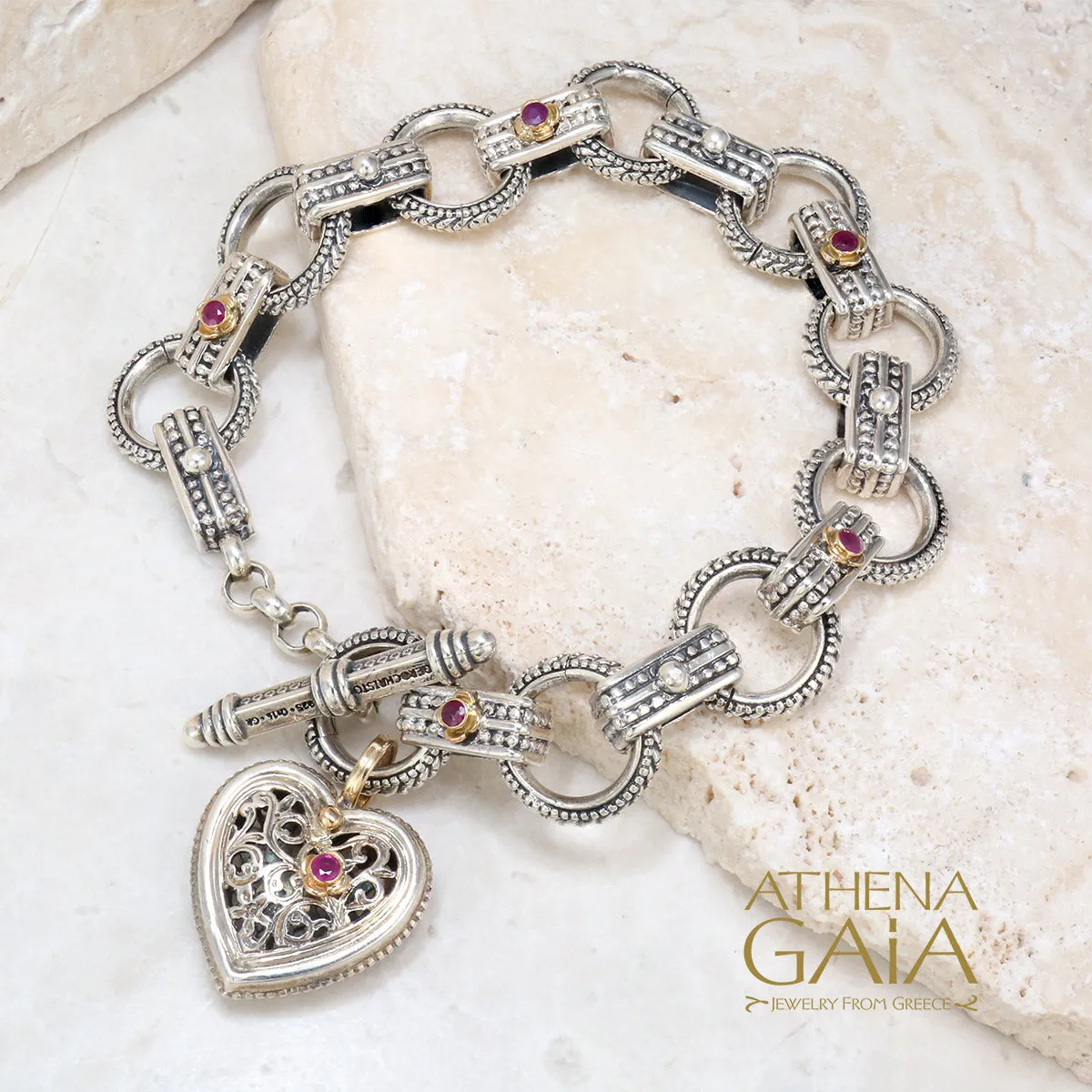 Ruby Road Heart Charm Bracelet