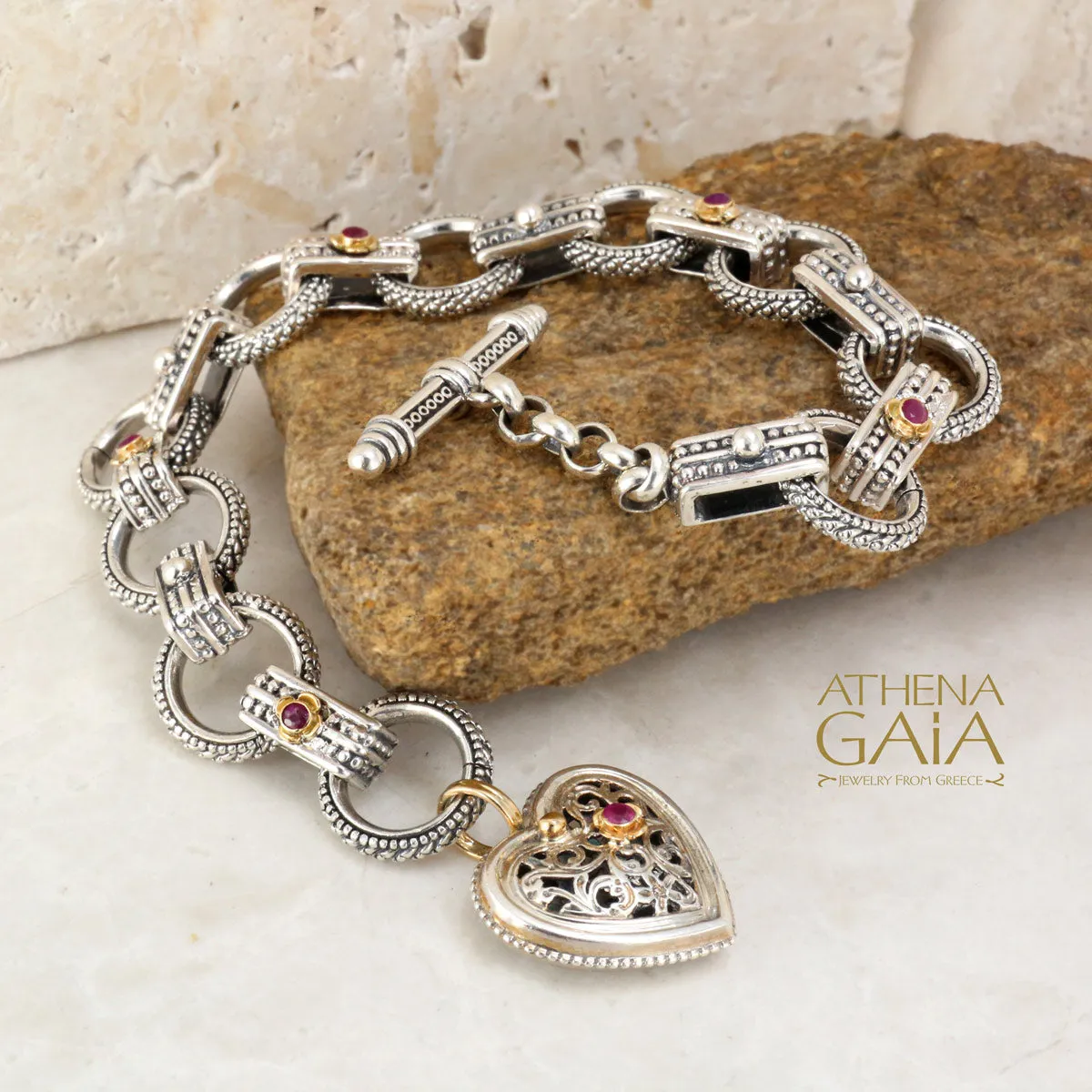 Ruby Road Heart Charm Bracelet