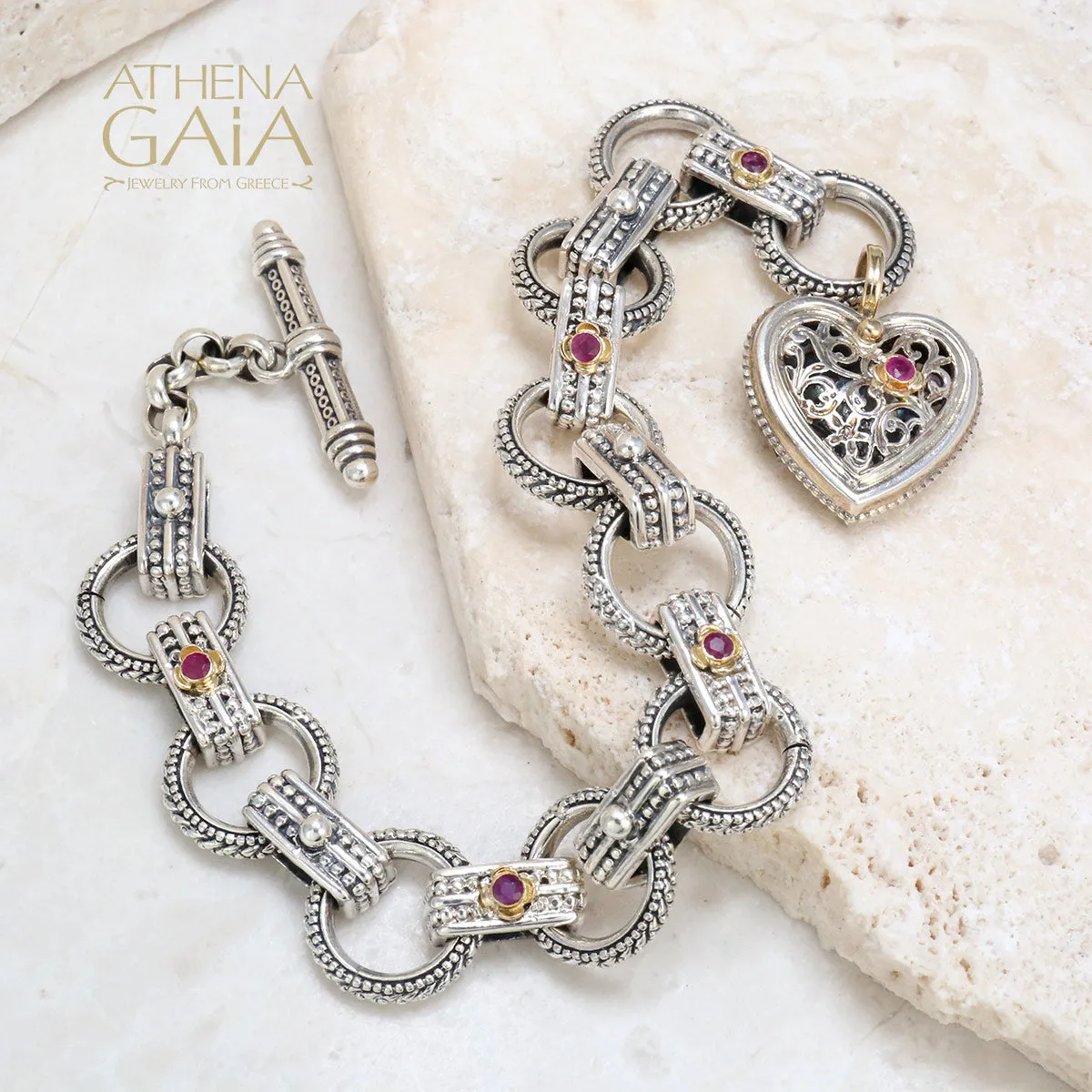 Ruby Road Heart Charm Bracelet