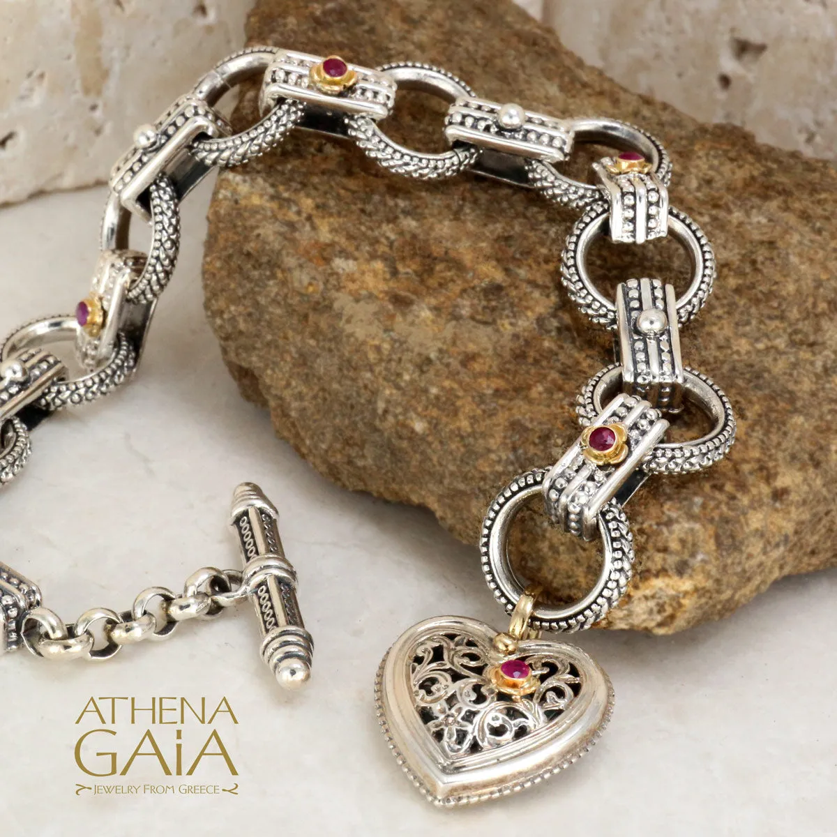 Ruby Road Heart Charm Bracelet