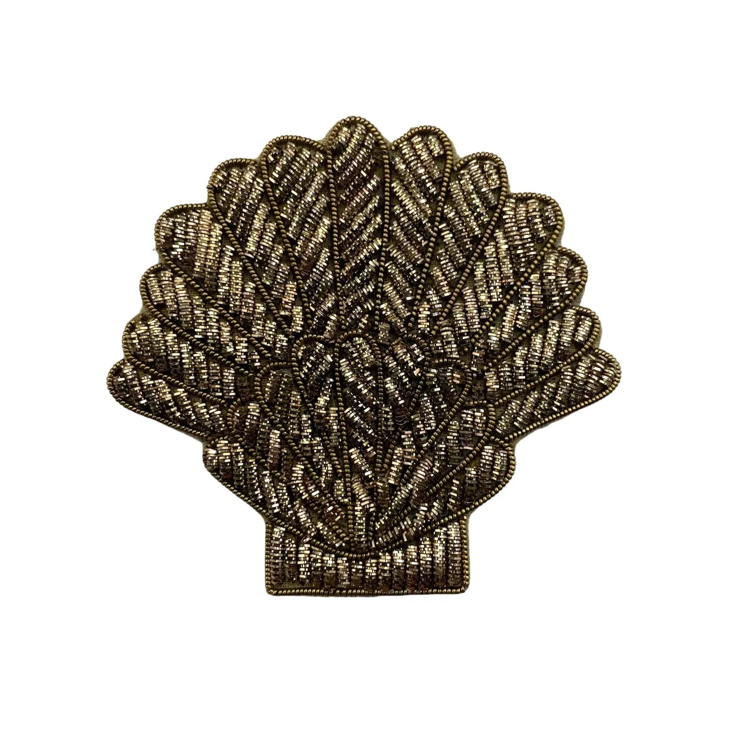 Sand palm make-up bag & gold shell brooch - recycled velvet, large and small