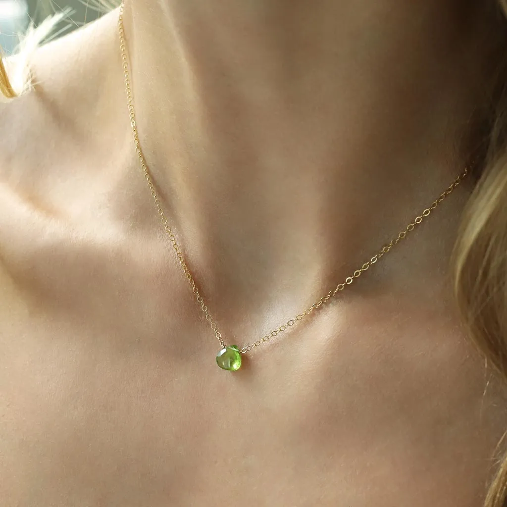 Short Gemstone Necklace - Peridot