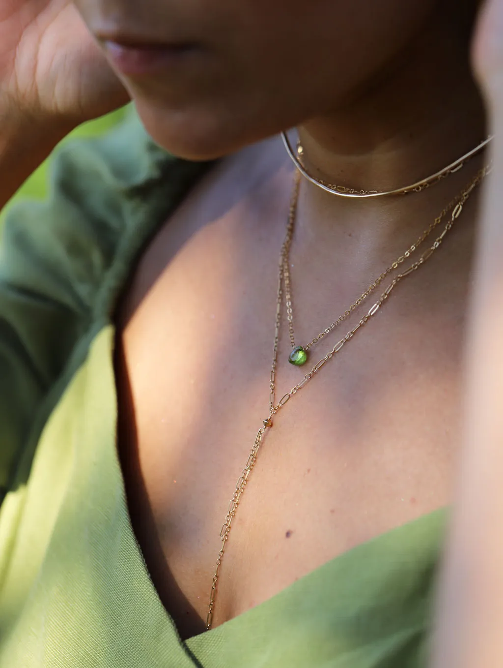 Short Gemstone Necklace - Peridot