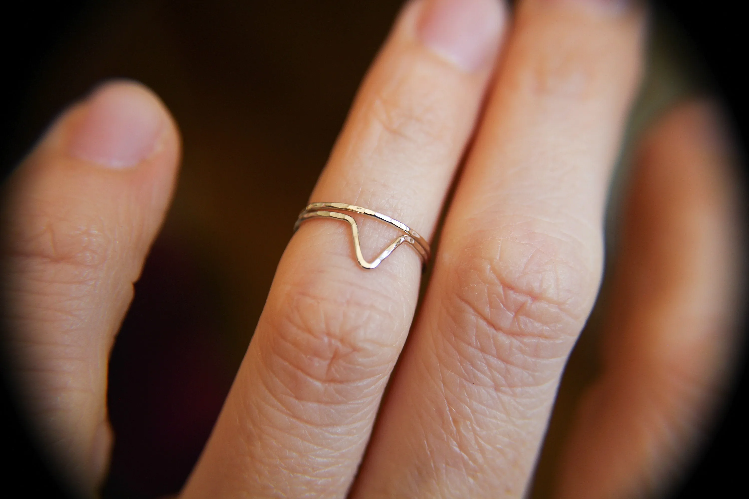 Skinny Gold Chevron Knuckle Ring Set, Chevron Rings, above knuckle rings, Knuckle Rings, Toe Ring, Ring, Rose/Yellow Goldfilled Knuckle Ring