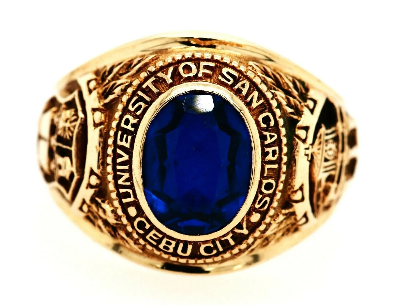 Spinel 9ct Yellow Gold Class Ring - Embossed San Carlos Cebu City University