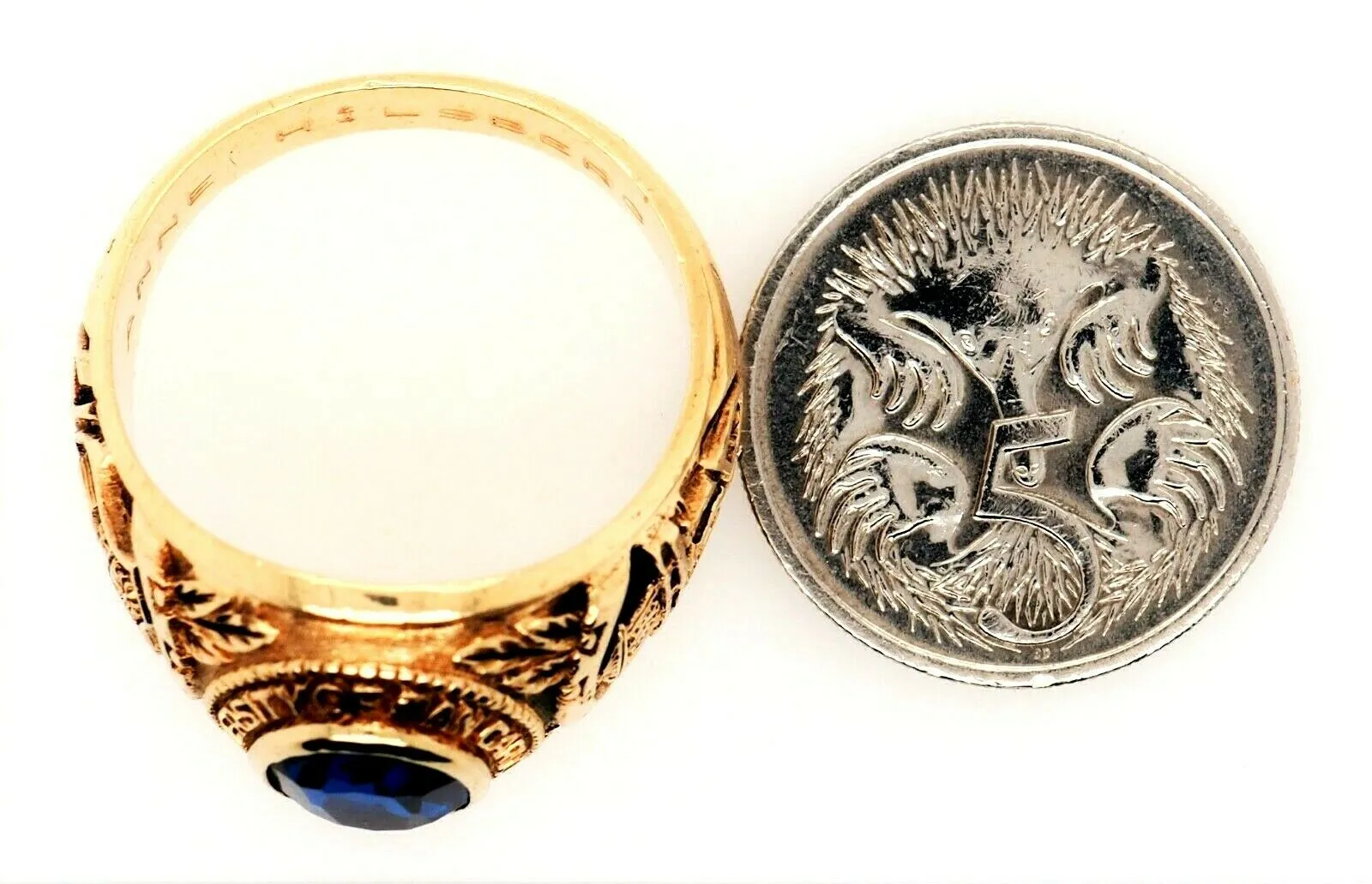 Spinel 9ct Yellow Gold Class Ring - Embossed San Carlos Cebu City University