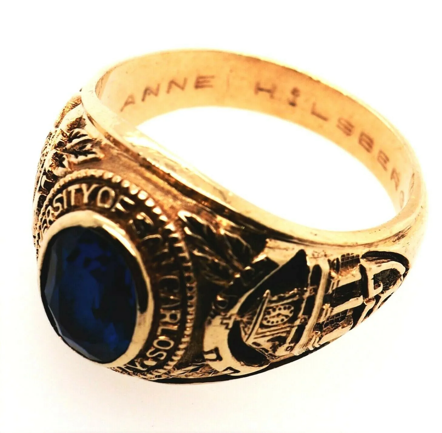 Spinel 9ct Yellow Gold Class Ring - Embossed San Carlos Cebu City University