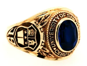 Spinel 9ct Yellow Gold Class Ring - Embossed San Carlos Cebu City University
