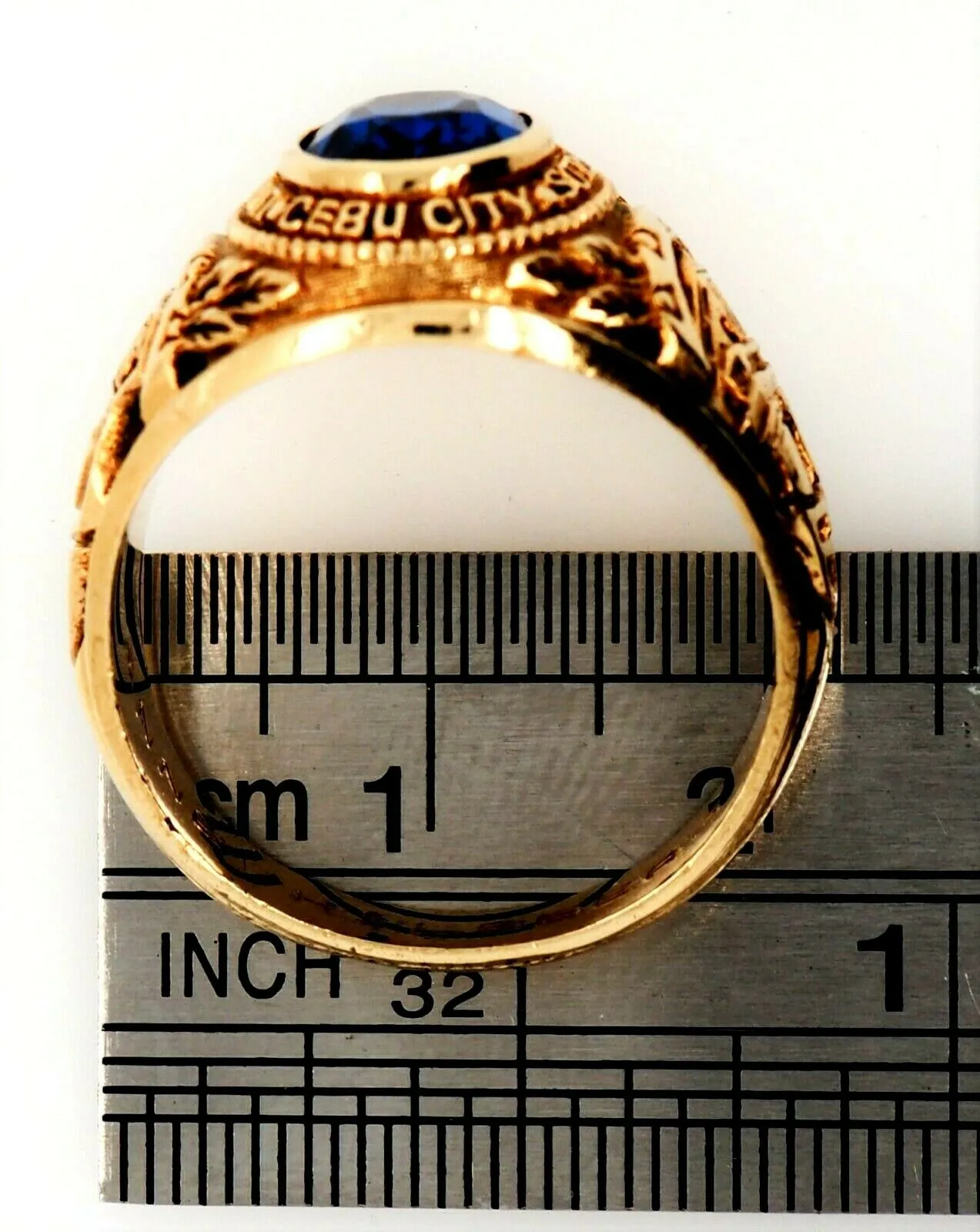 Spinel 9ct Yellow Gold Class Ring - Embossed San Carlos Cebu City University
