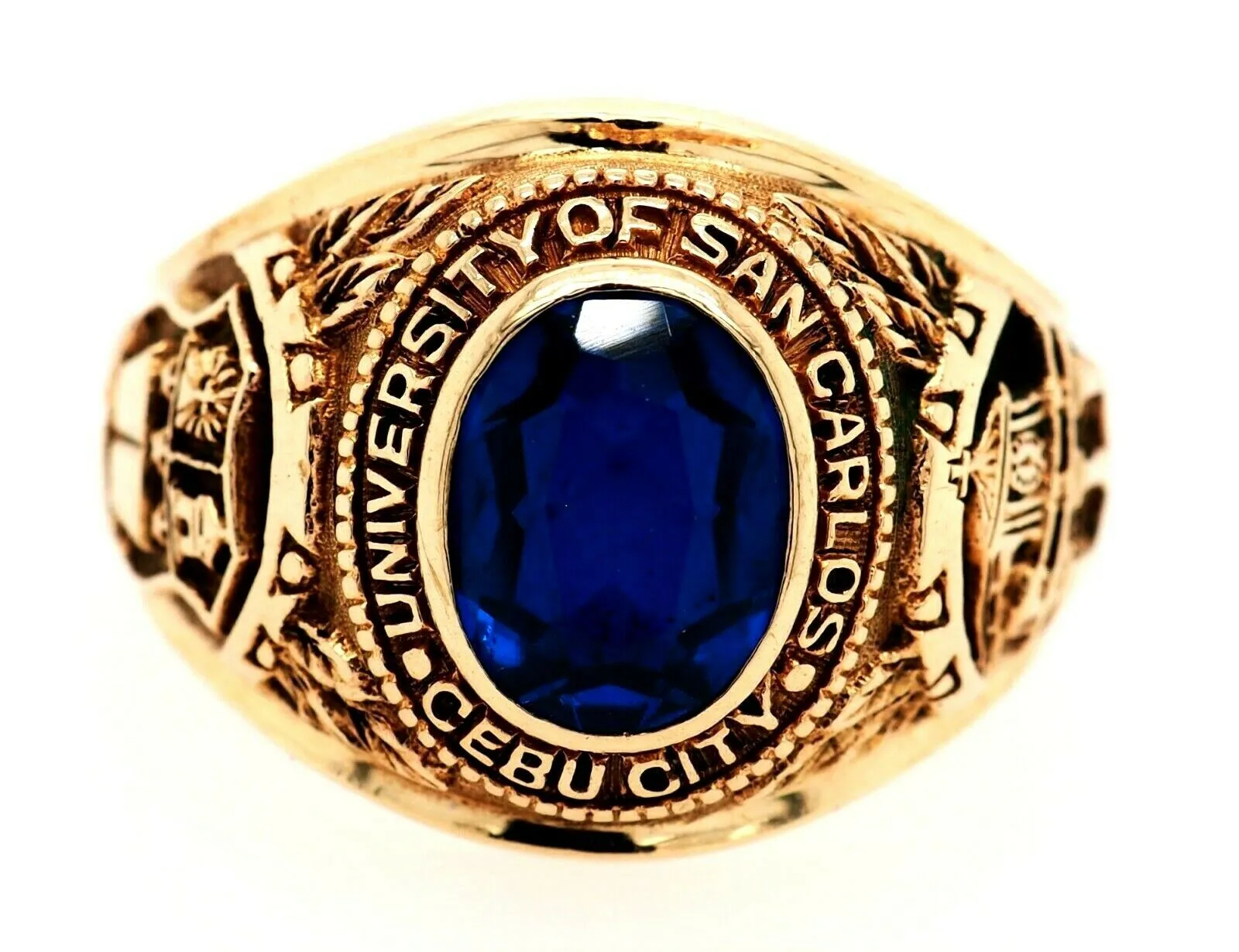 Spinel 9ct Yellow Gold Class Ring - Embossed San Carlos Cebu City University