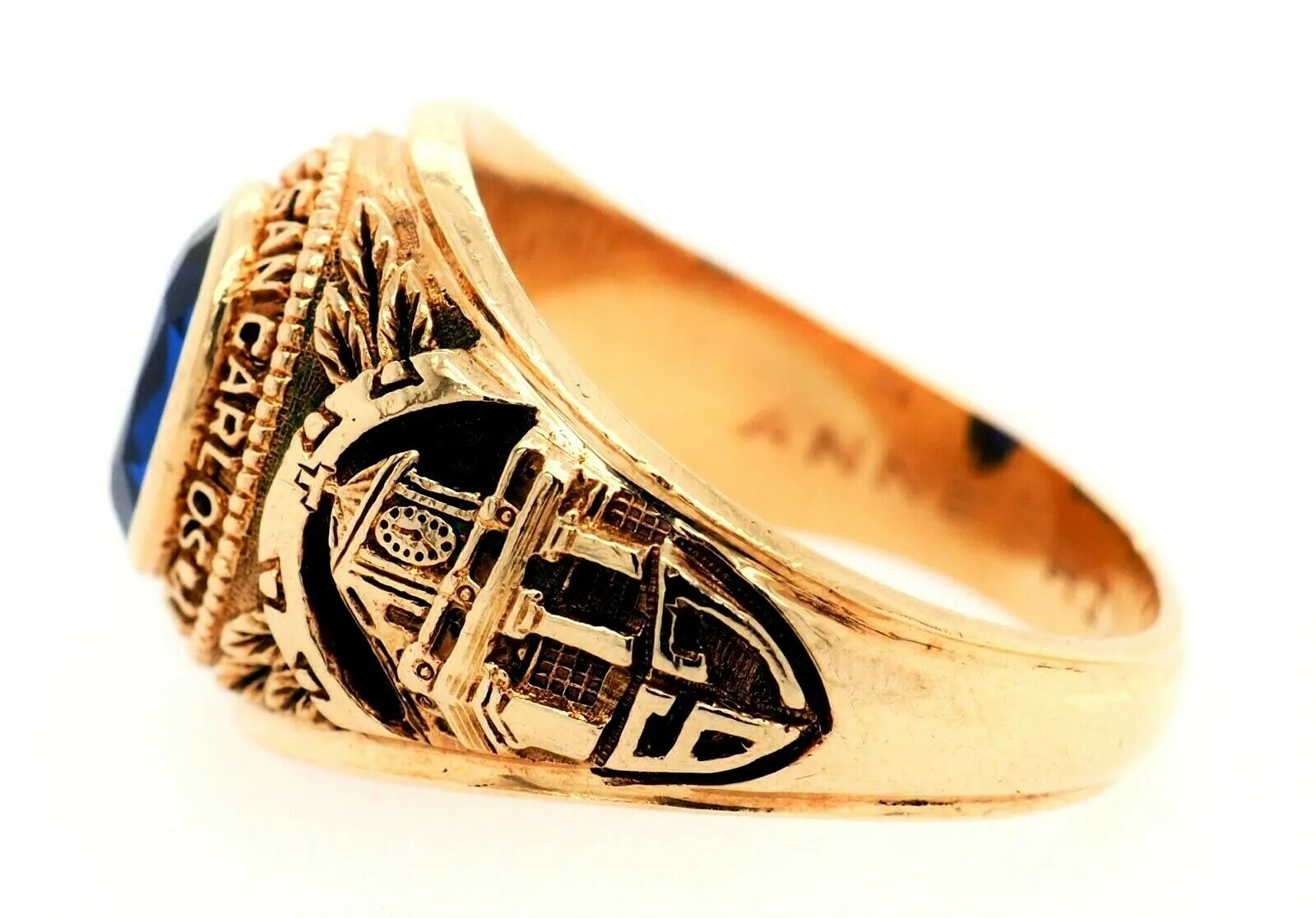 Spinel 9ct Yellow Gold Class Ring - Embossed San Carlos Cebu City University