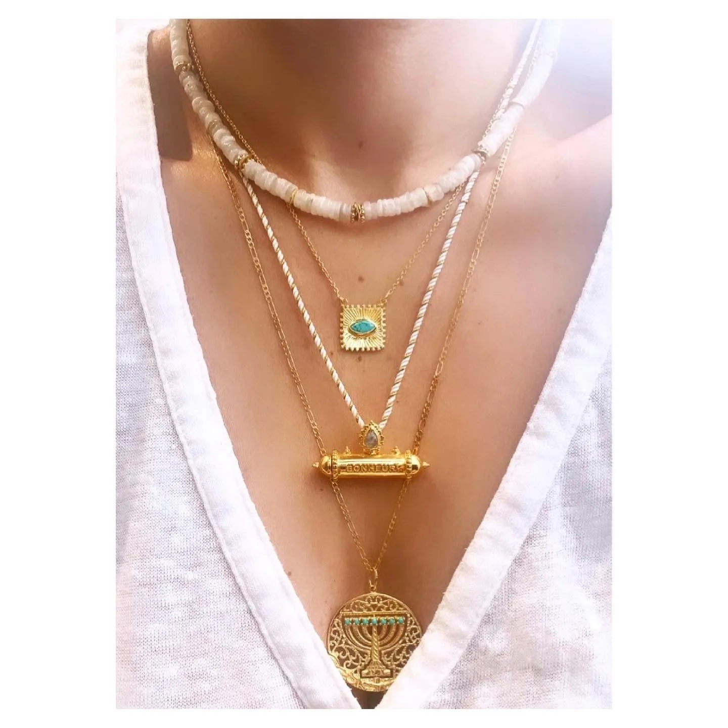 Square Gem Eye Necklace