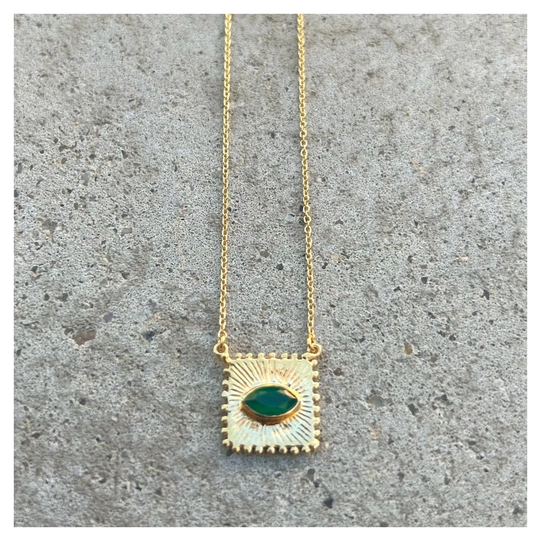 Square Gem Eye Necklace