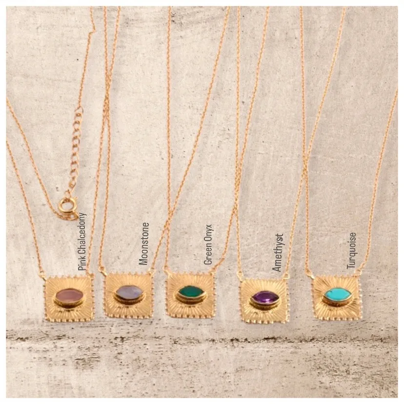 Square Gem Eye Necklace