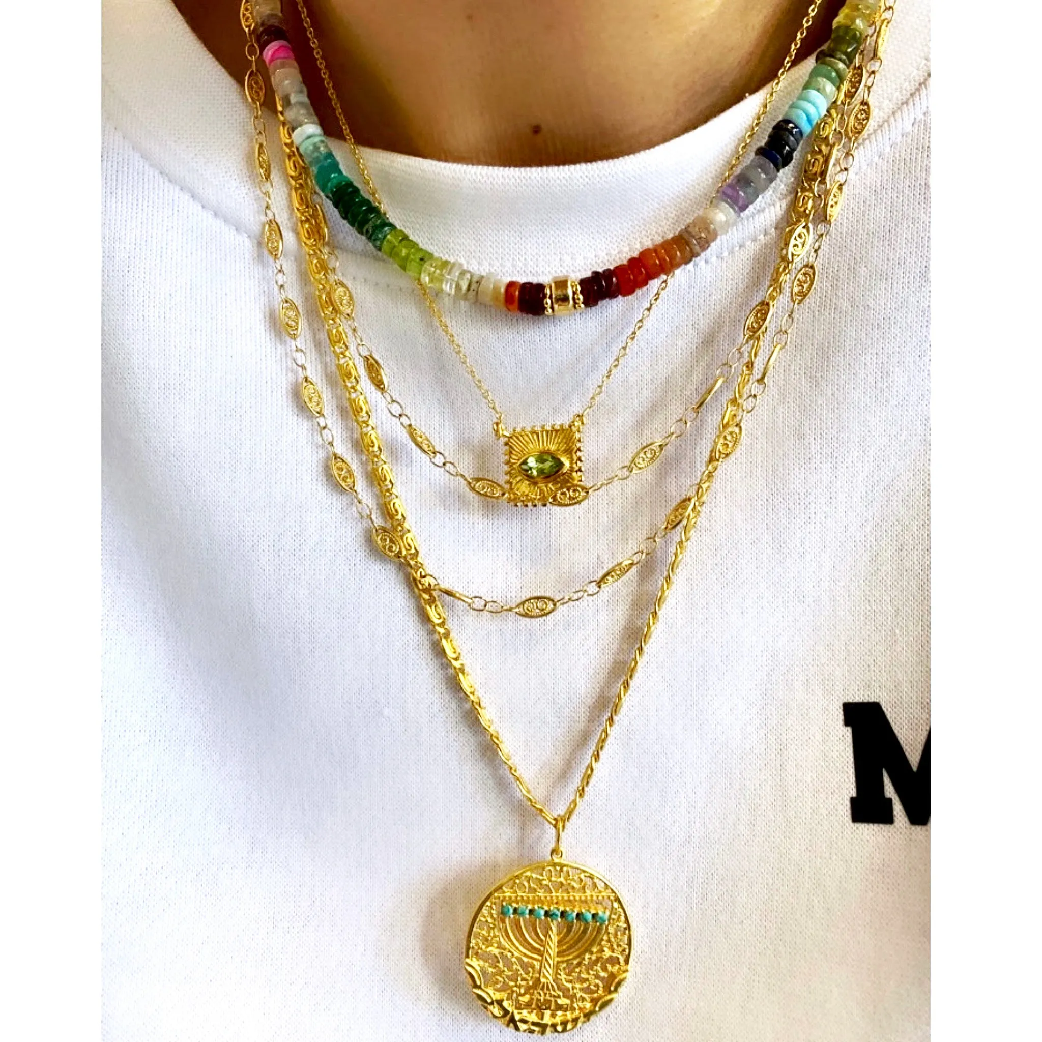 Square Gem Eye Necklace