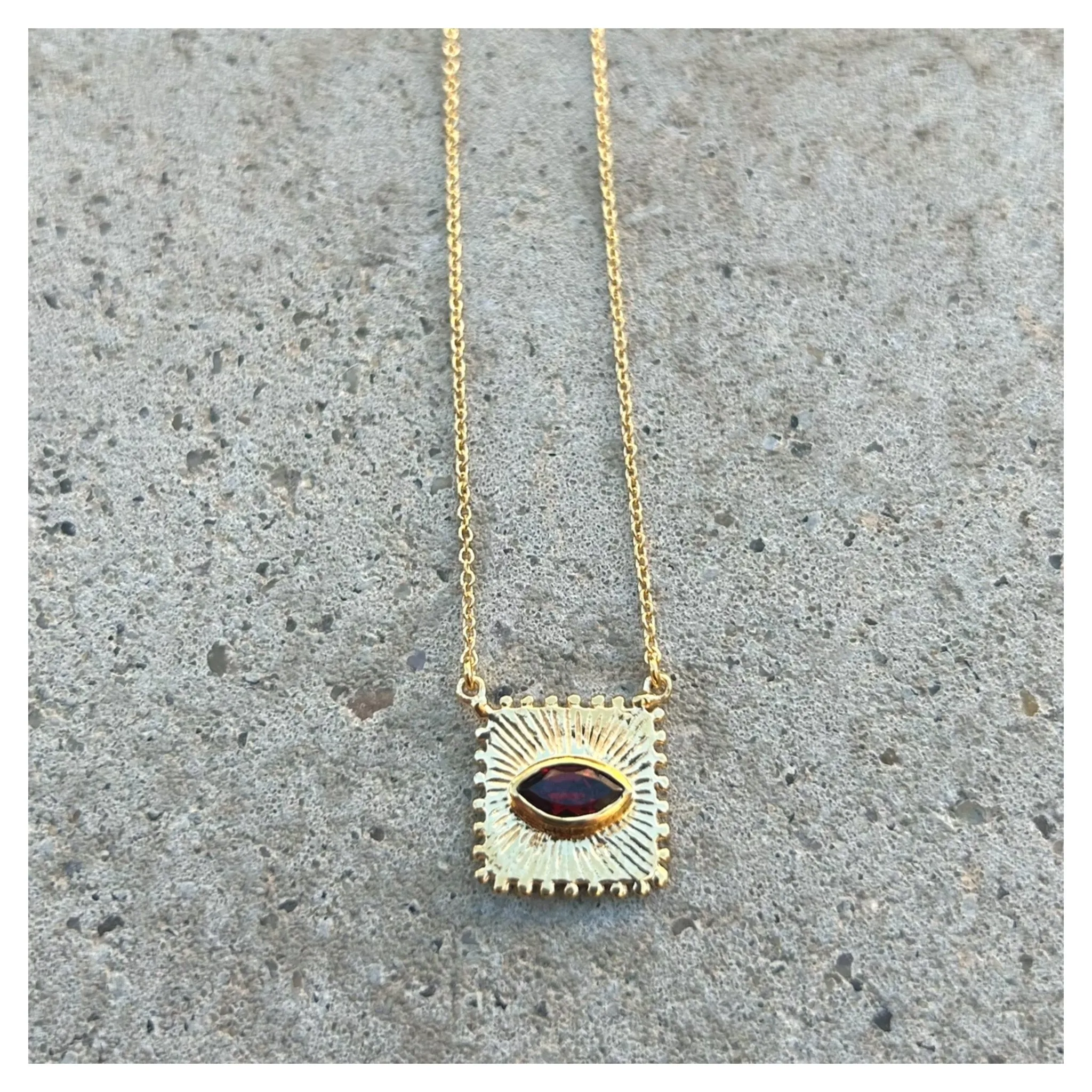 Square Gem Eye Necklace