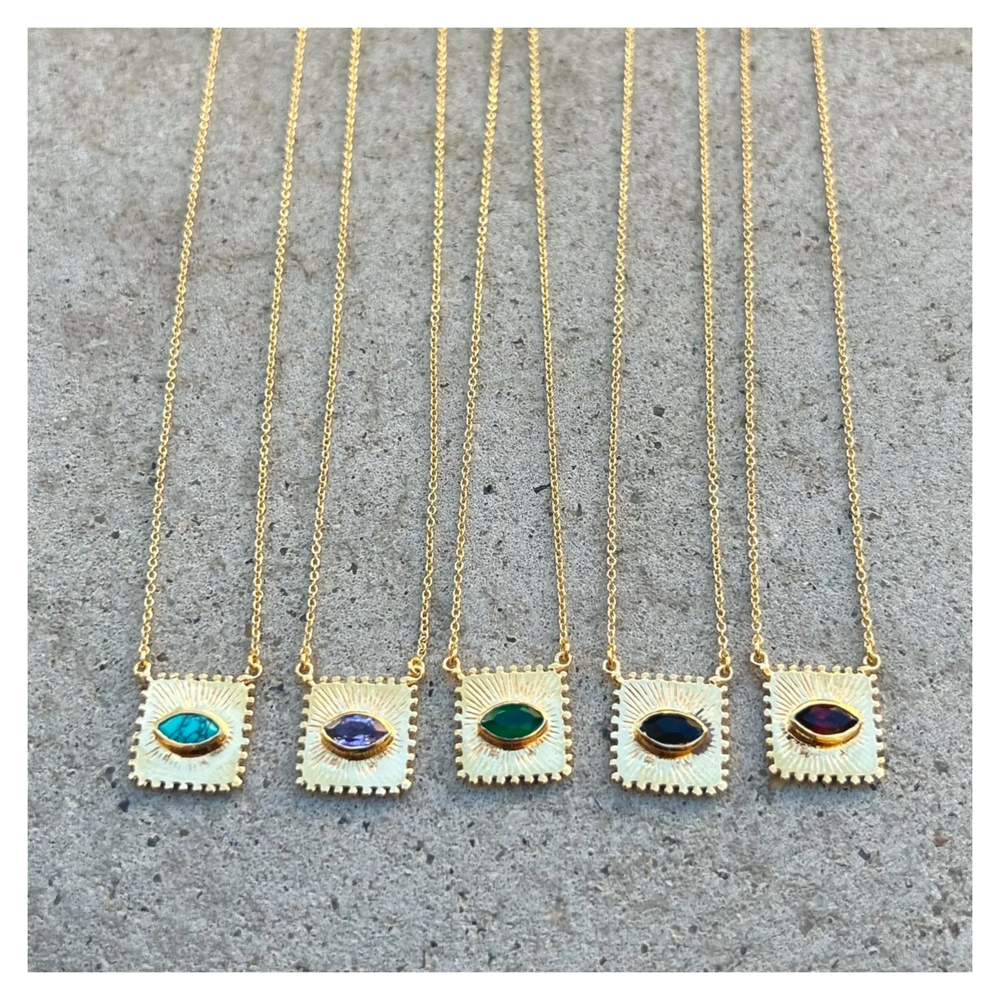 Square Gem Eye Necklace