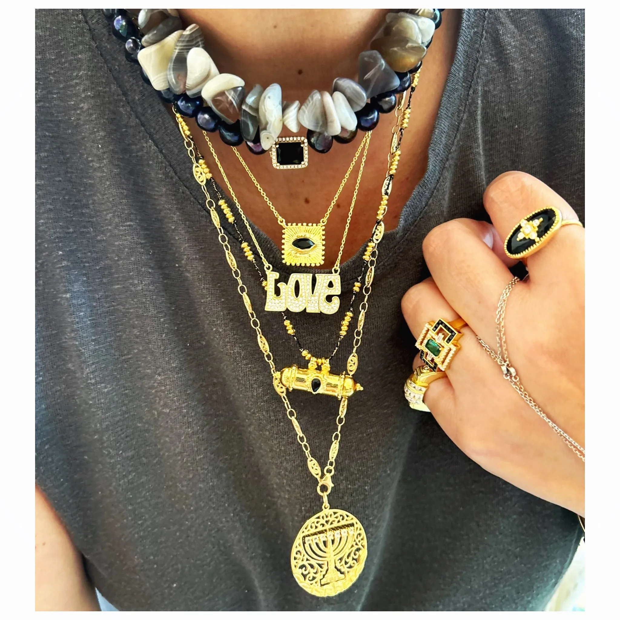 Square Gem Eye Necklace