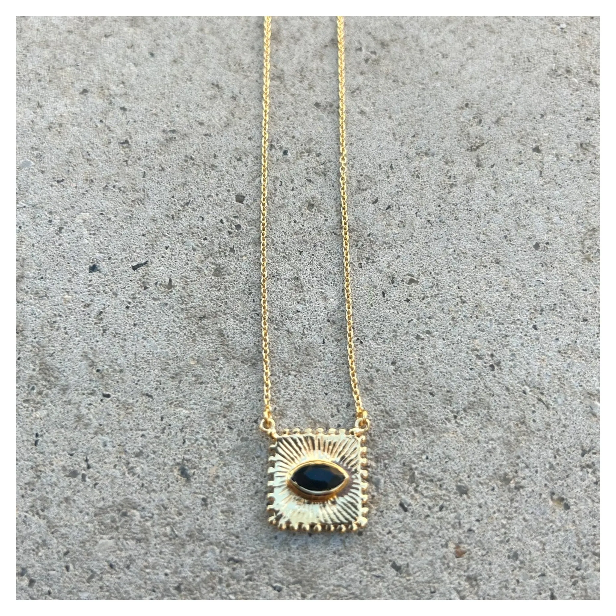 Square Gem Eye Necklace