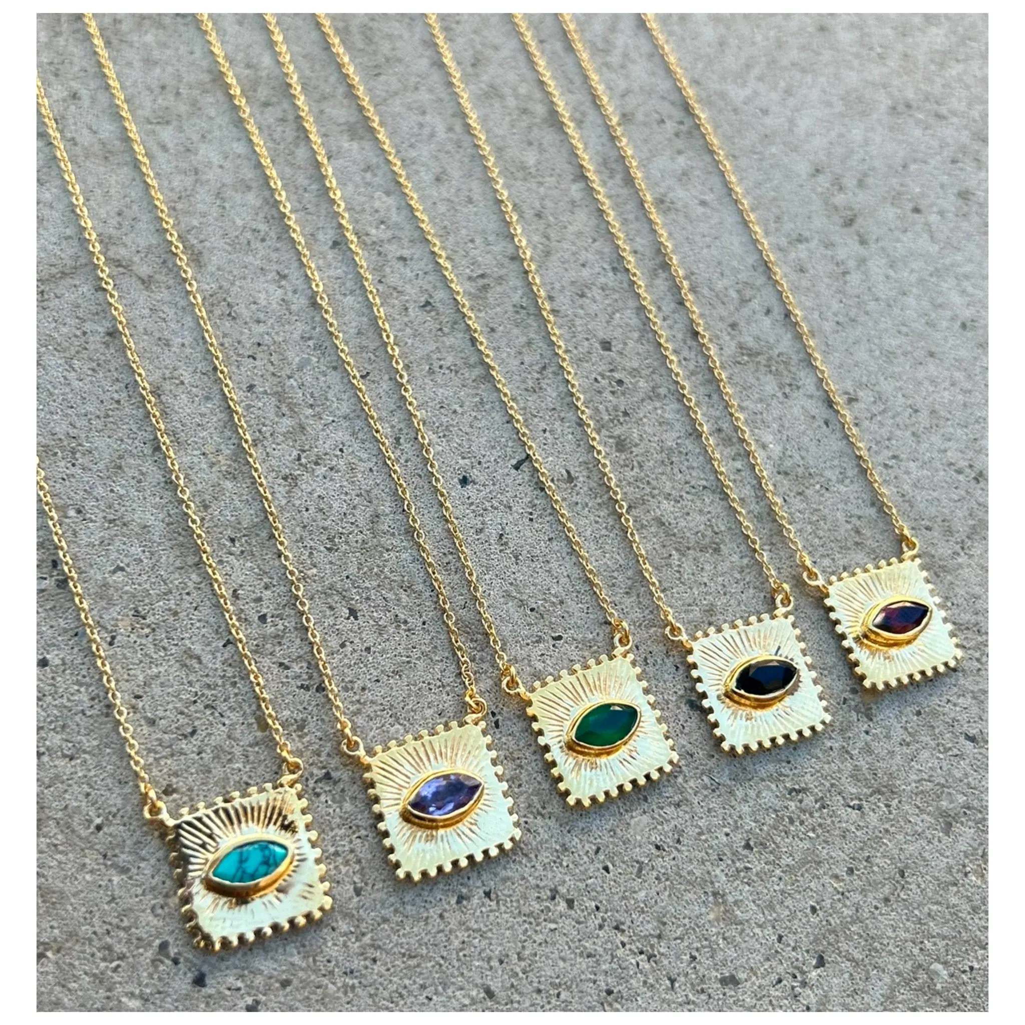 Square Gem Eye Necklace