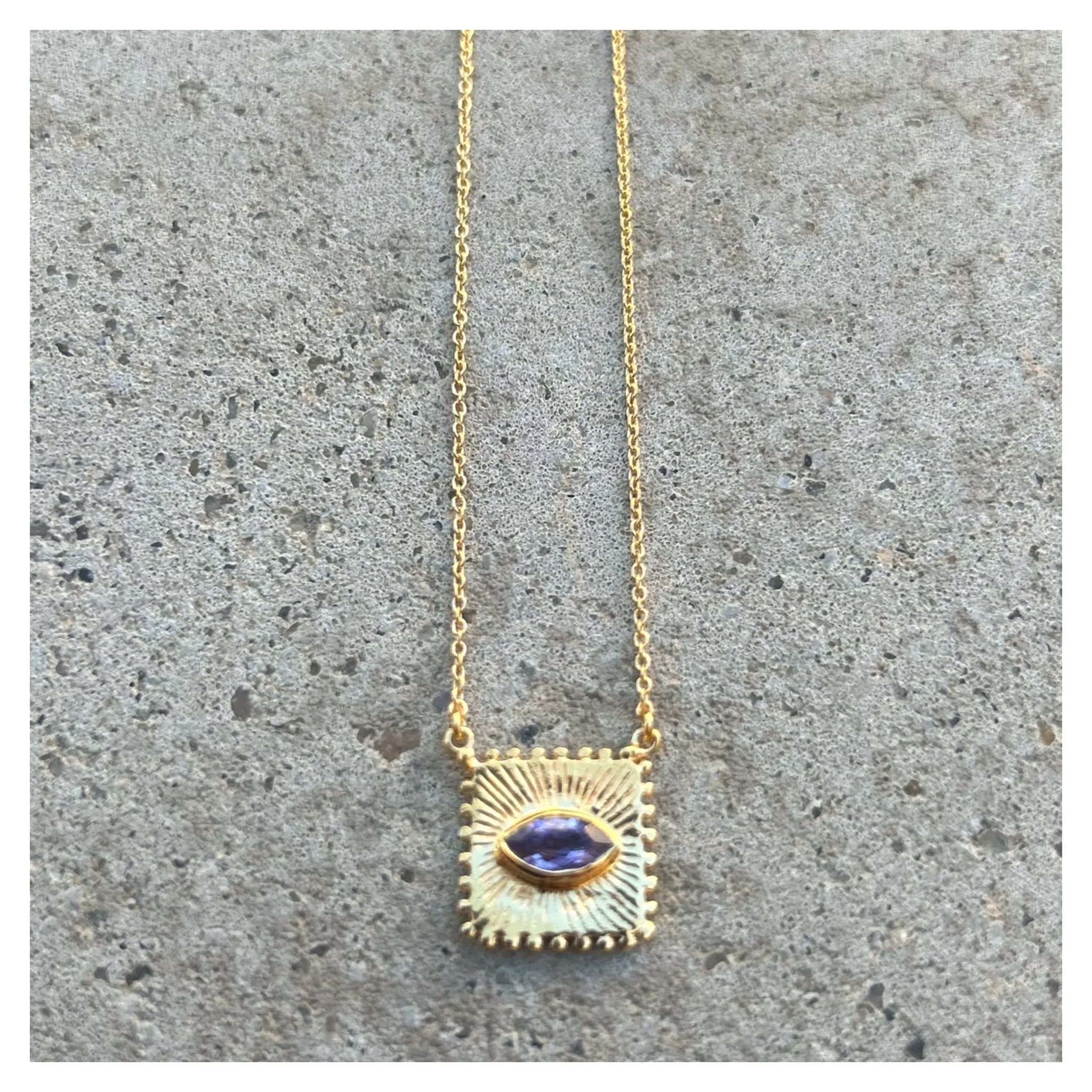 Square Gem Eye Necklace