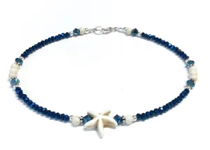 Starfish Anklet -  Ankle Bracelet - Beach Anklet - Metallic Blue