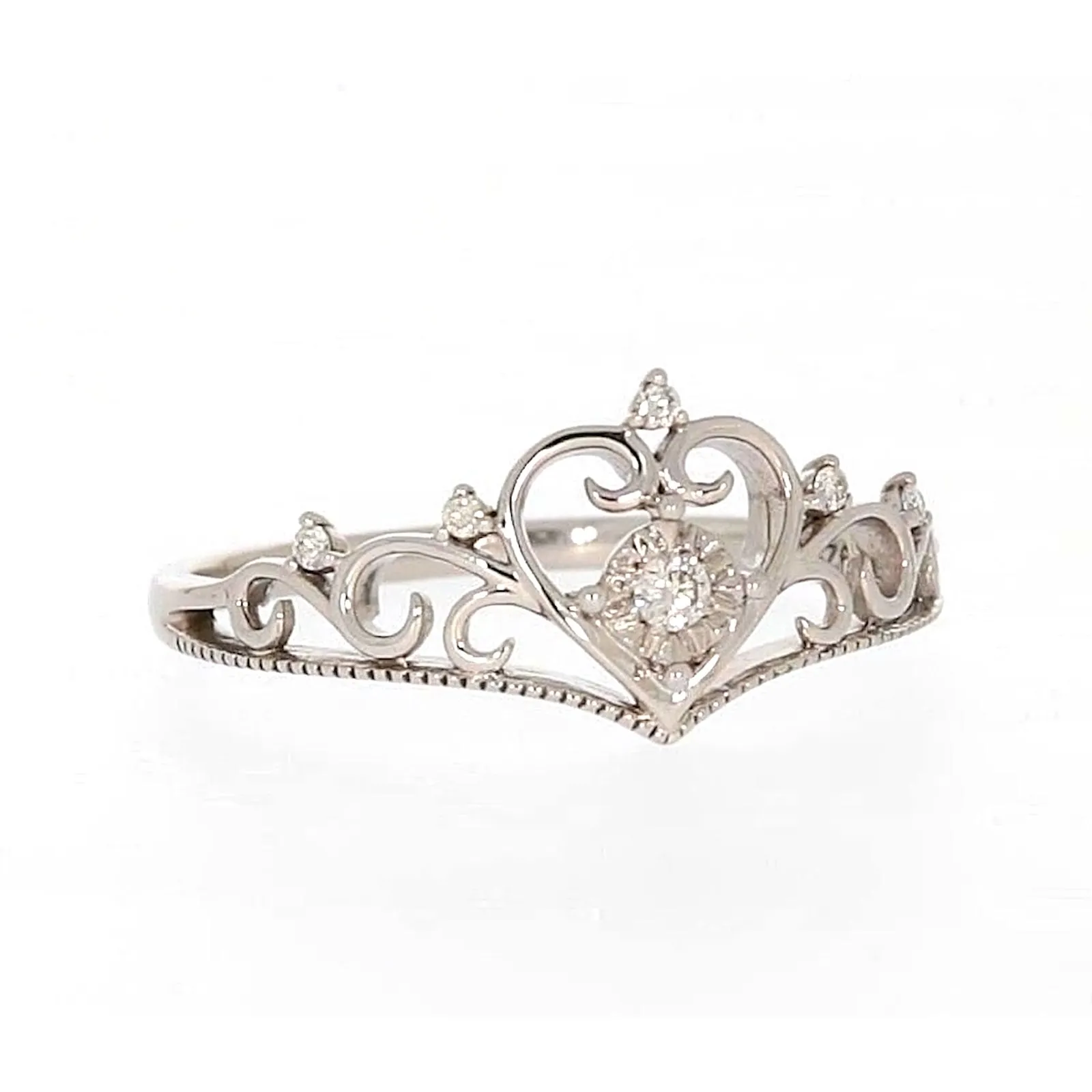 Sterling Silver 0.09 CARAT tw of Diamonds Tiara Ring