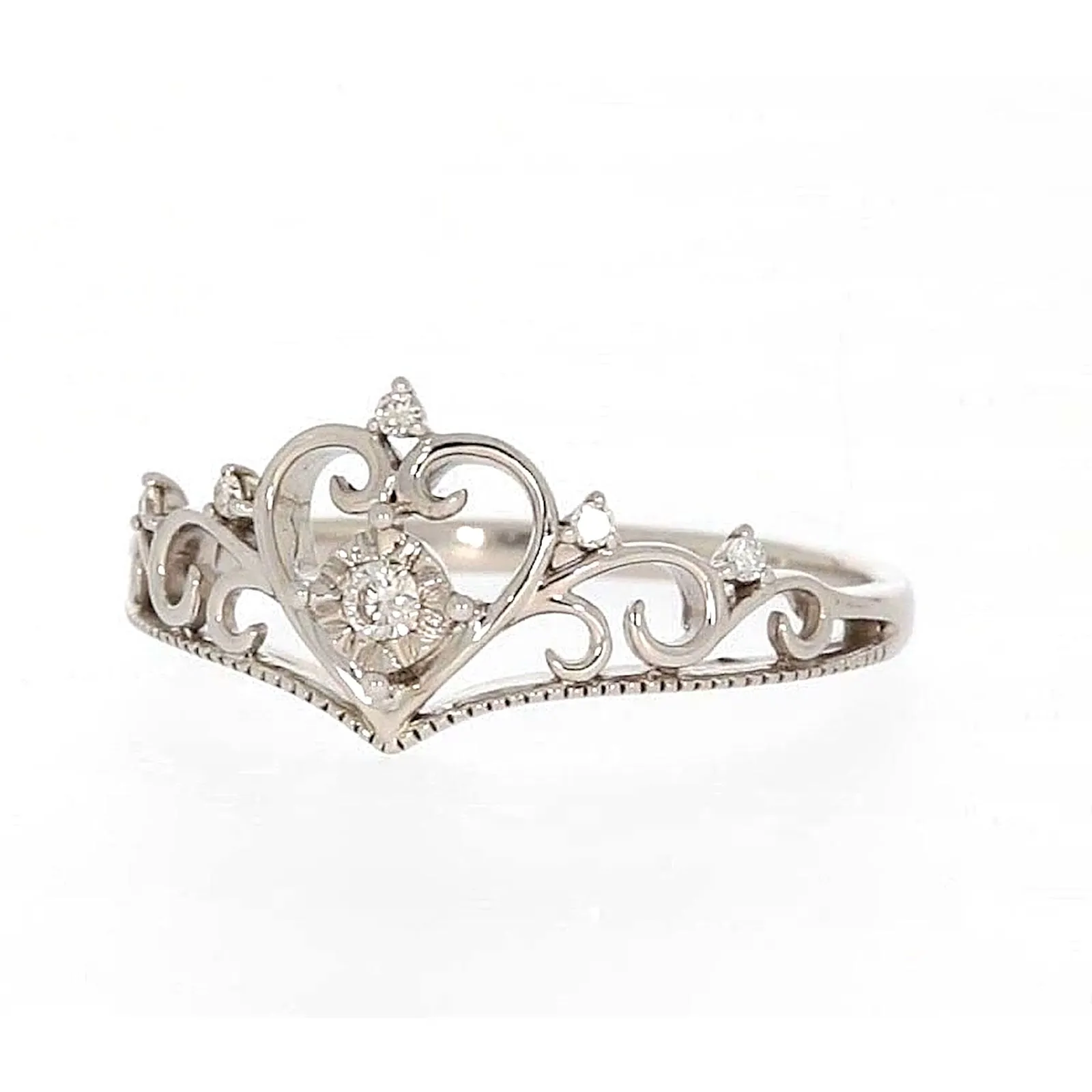Sterling Silver 0.09 CARAT tw of Diamonds Tiara Ring