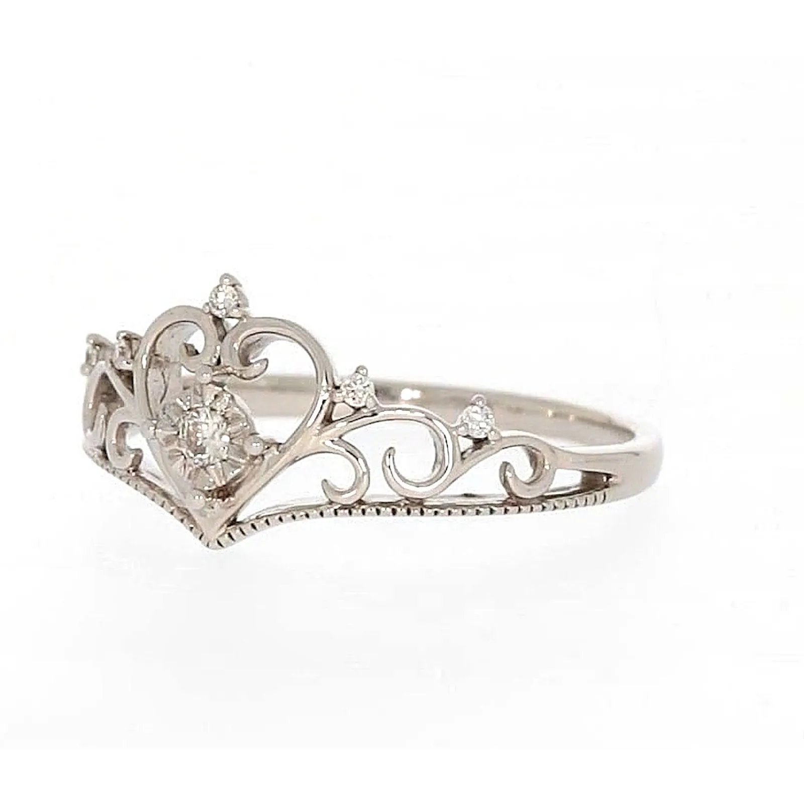 Sterling Silver 0.09 CARAT tw of Diamonds Tiara Ring