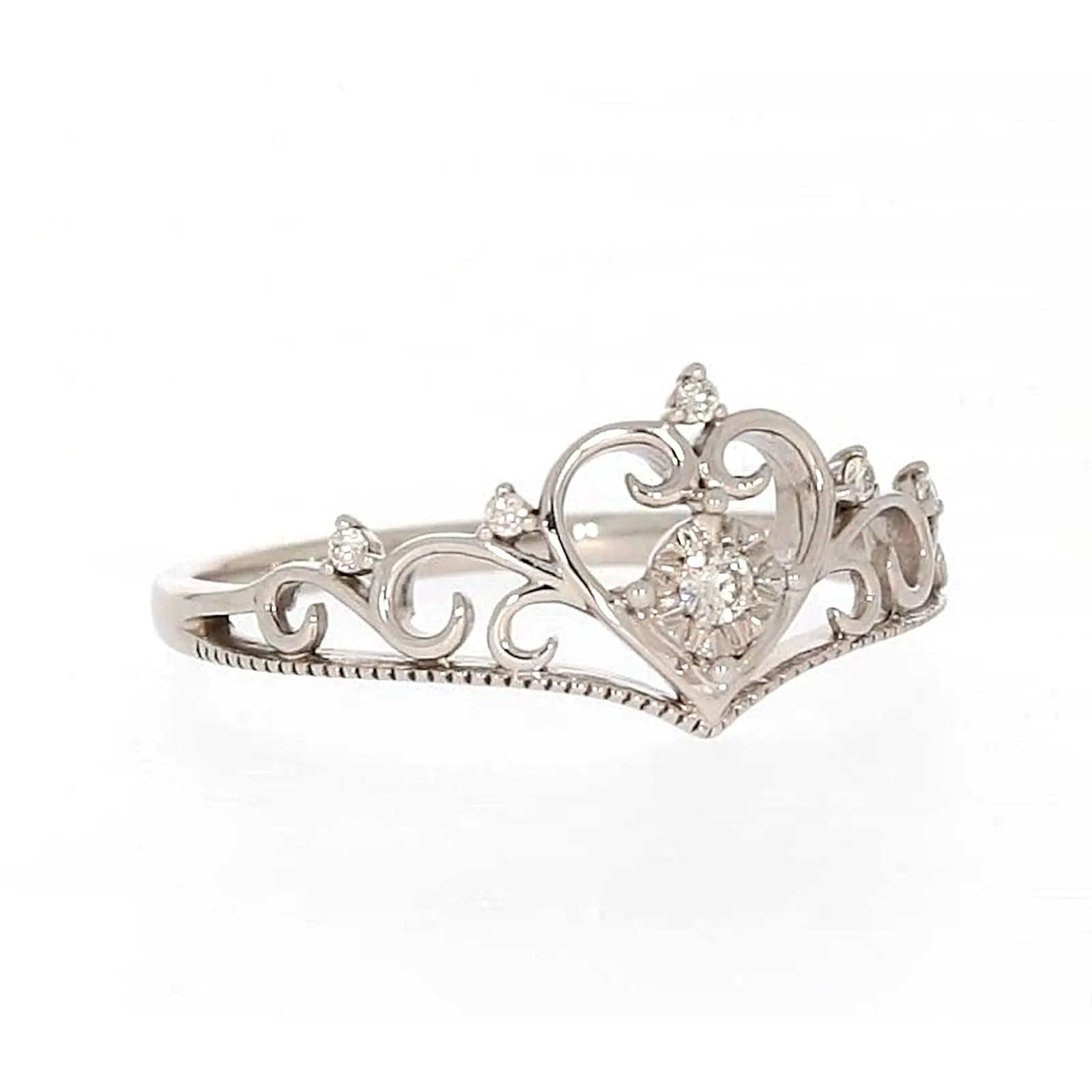 Sterling Silver 0.09 CARAT tw of Diamonds Tiara Ring