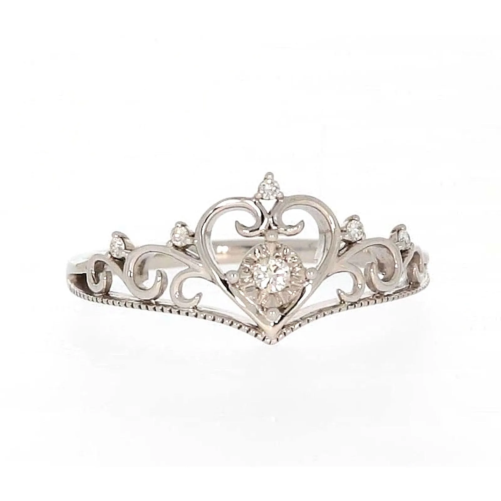Sterling Silver 0.09 CARAT tw of Diamonds Tiara Ring