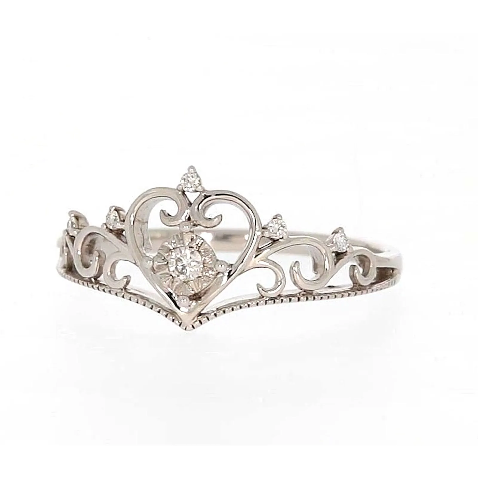 Sterling Silver 0.09 CARAT tw of Diamonds Tiara Ring