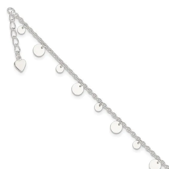 Sterling Silver Dangling Circle Anklet