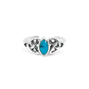 Sterling Silver Marquise Turquoise Celtic Design Toe Ring