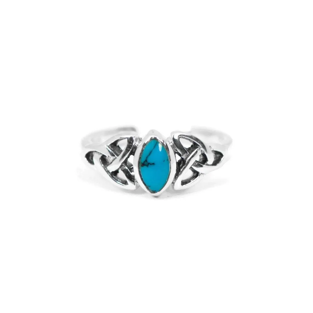 Sterling Silver Marquise Turquoise Celtic Design Toe Ring