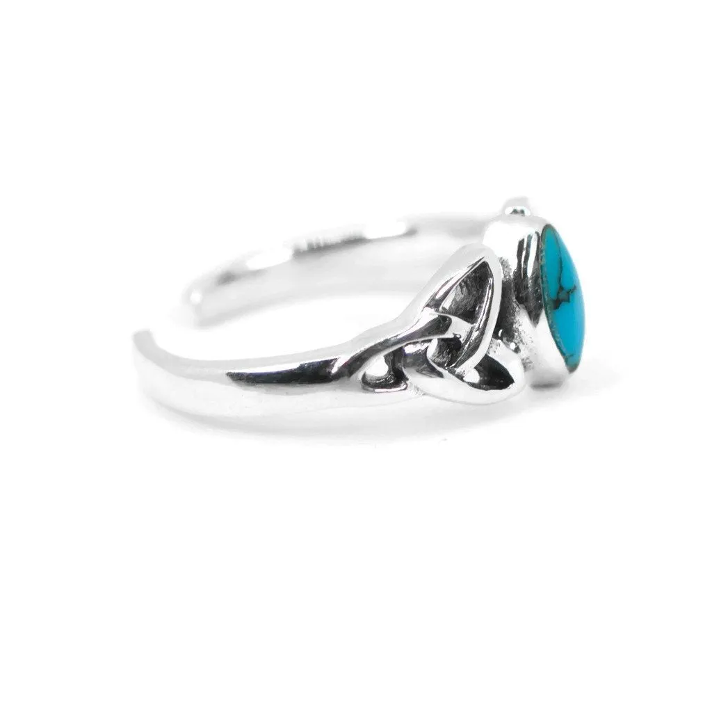 Sterling Silver Marquise Turquoise Celtic Design Toe Ring