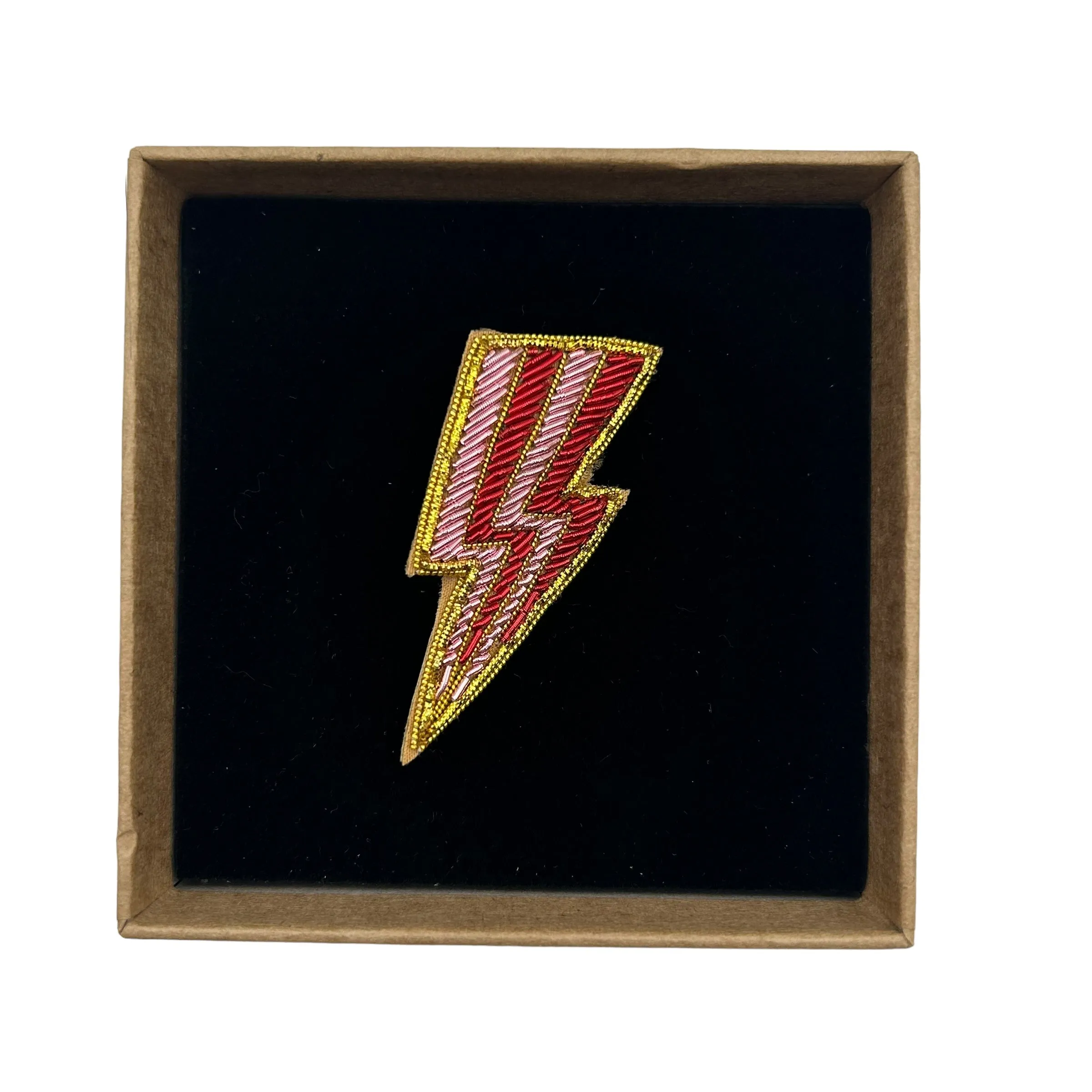 Striped lightning bolt brooch / pin