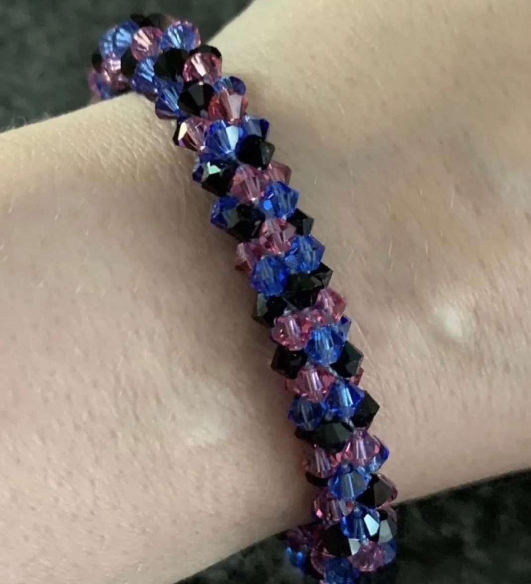 Swarovski crystal crocheted bracelet