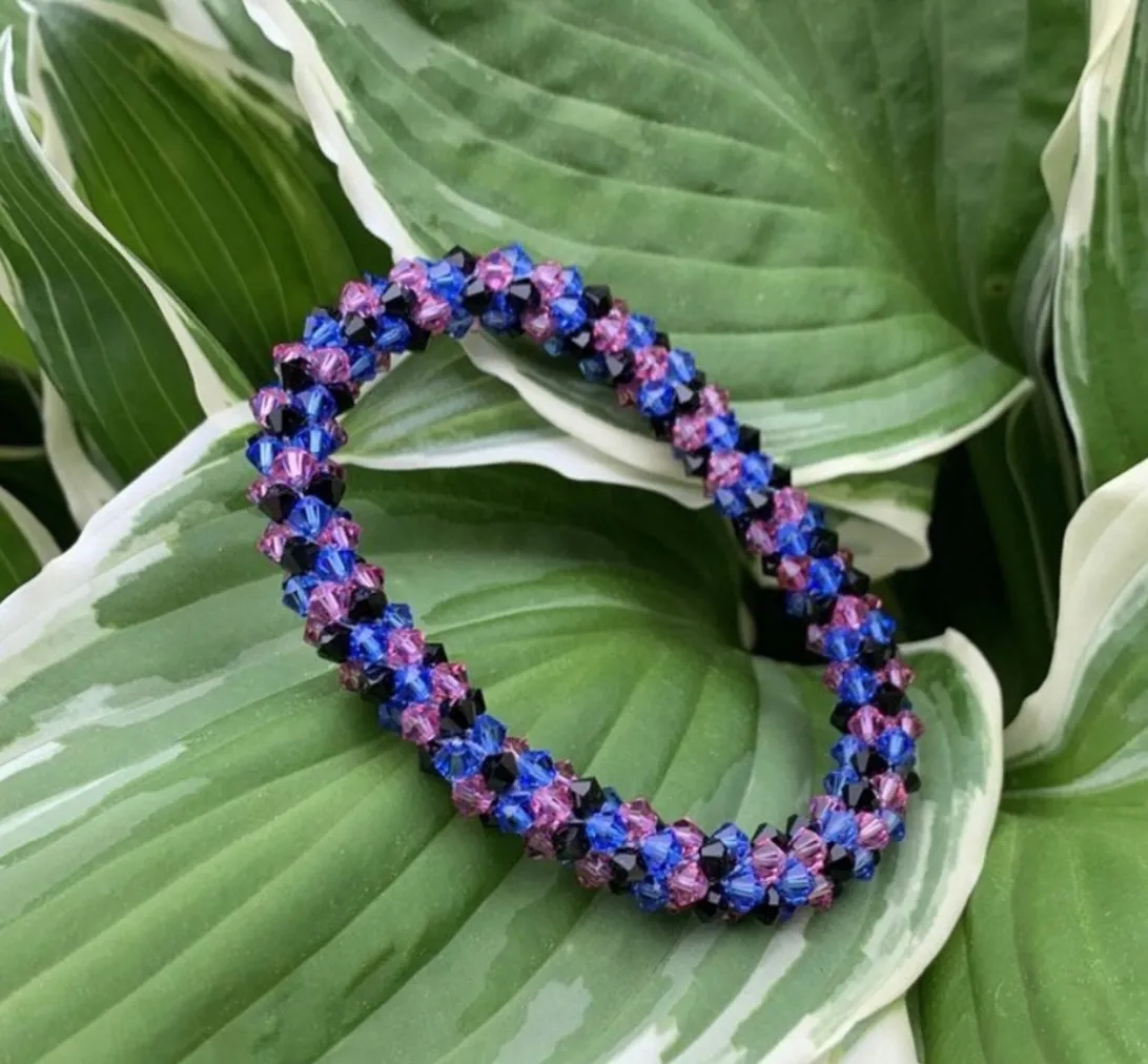 Swarovski crystal crocheted bracelet