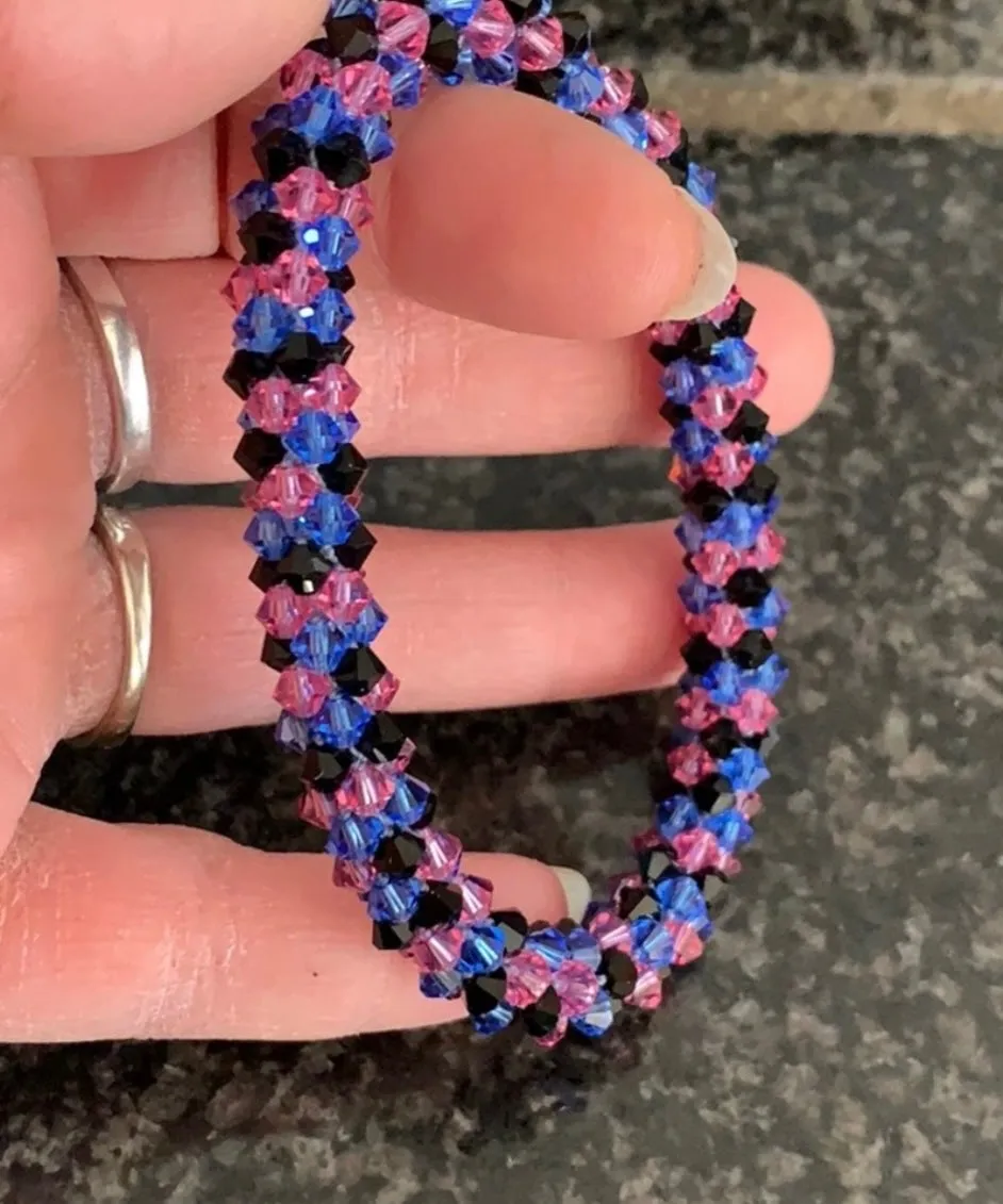 Swarovski crystal crocheted bracelet