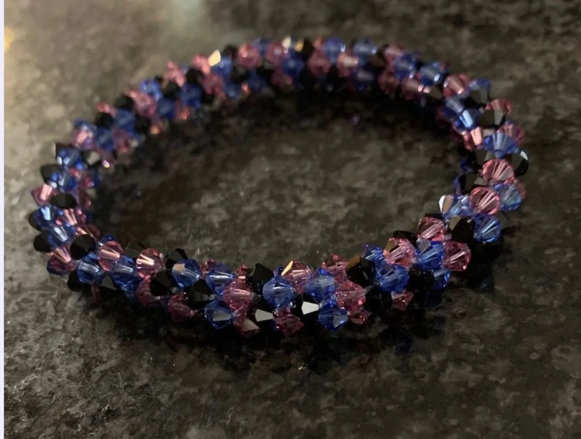 Swarovski crystal crocheted bracelet